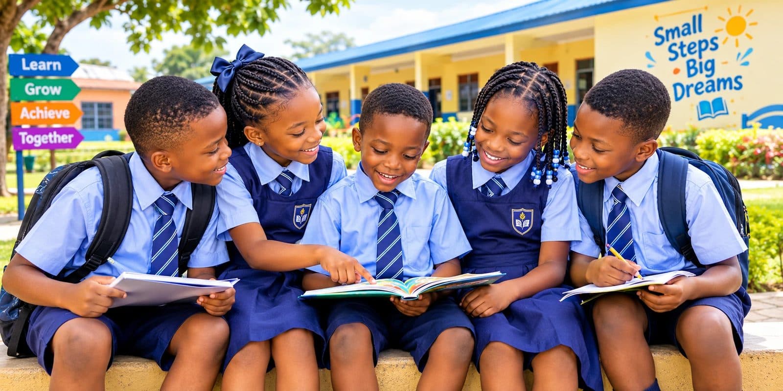 Pupils reading and studying together