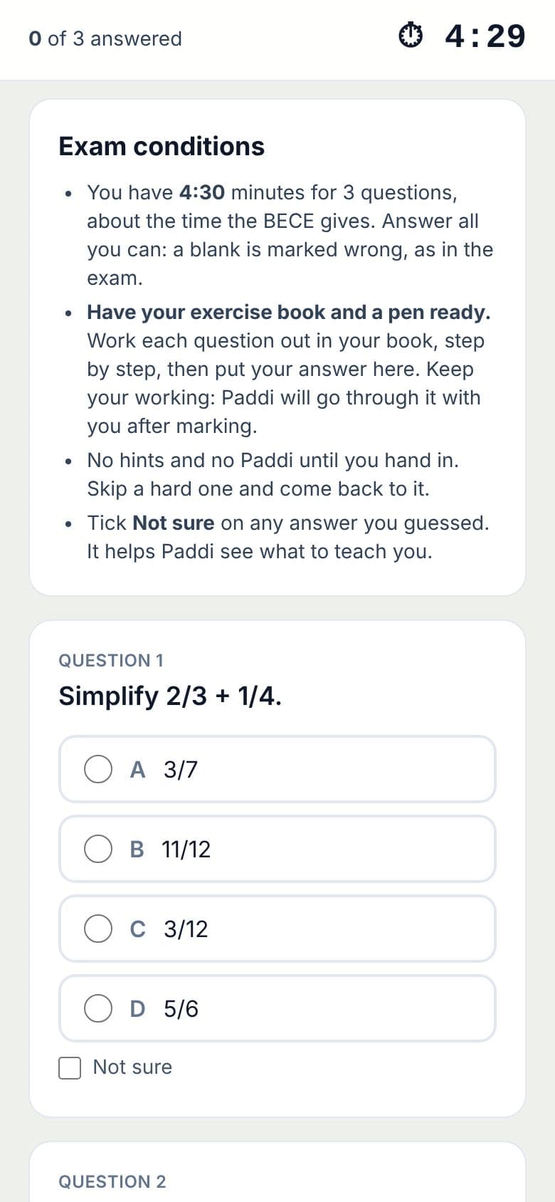A timed Exam Boost paper